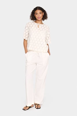Kurzarm-Bluse Lockere Passform Sea Salt white