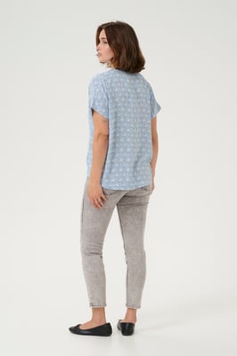 Kurzarm-Bluse Regular fit Blue/Moonstruck Print blue white