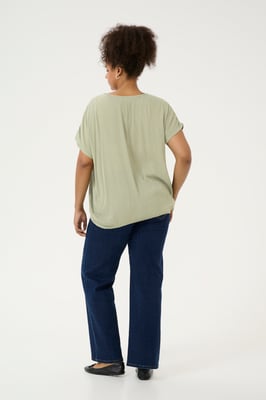 Kurzarm-Bluse Loose fit Oil Green