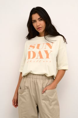T-shirt Oversize fit Turtledove offwhite