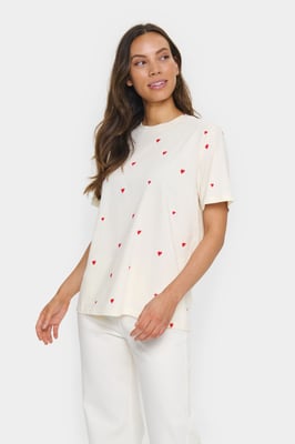 T-shirt Lockere Passform Ice Flame Hearts white red