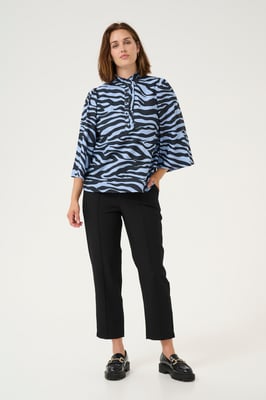 Kurzarm-Bluse Regular fit Blue / Black graphic black blue