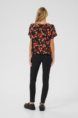 Kurzarm-Bluse Relaxed fit Red Flower floral