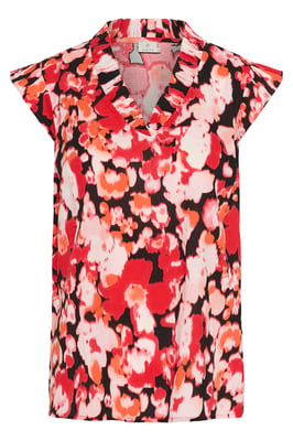 Kurzarm-Bluse Regular fit Red Toned Flower Print floral