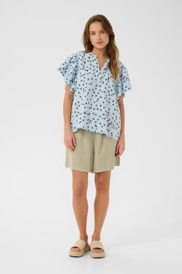 Kurzarm-Bluse Relaxed fit Blue Flower floral