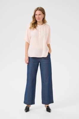 Kurzarm-Bluse Casual fit Crystal Pink rose