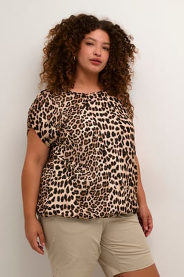 Kurzarm-Bluse Loose fit Classic Leopard