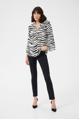 Kurzarm-Bluse Regular fit Chalk/Black Animal animal