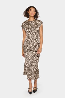 Kurzarm-Bluse Gerade Passform Black Reg Leo leopard