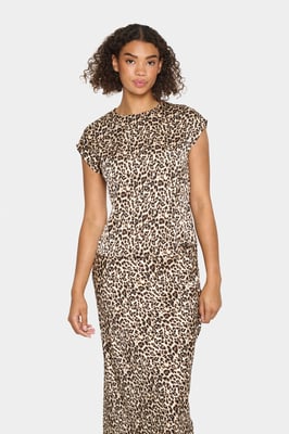 Kurzarm-Bluse Gerade Passform Black Reg Leo leopard