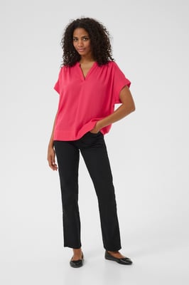 Kurzarm-Bluse Loose fit Raspberry pink
