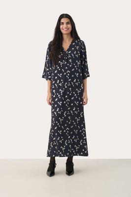 Kleid Gerade Passform Navy Foil Print navy