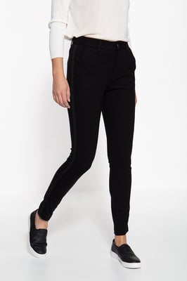 Amor, Truth & Trust Damen ATT JEANS Stretchhose mit seitlichem Streifen Ruby schwarz
