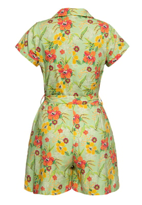 Queen Kerosin Damen Blusen Jumpsuit Hibiscus Mint mint