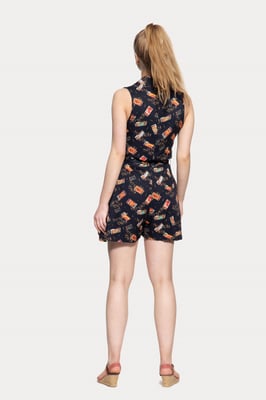 Queen Kerosin Damen 50s Style Jumpsuit navy