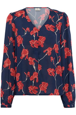 Langarm-Bluse Regular fit Midnight / Red Flowers floral