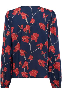 Langarm-Bluse Regular fit Midnight / Red Flowers floral