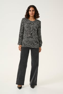 Langarm-Bluse Regular fit Black/Turtledove Graphic Dot black white