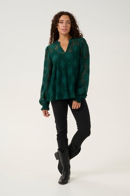 Langarm-Bluse Relaxed fit Botanical Garden dark green