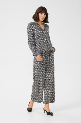 Langarm-Bluse Regular fit Black/Moonstruck Retro Print black darkgrey