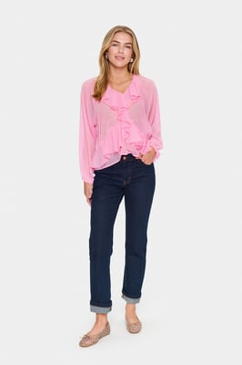 Langarm-Bluse Lockere Passform Begonia Pink pink
