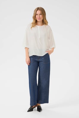 Langarm-Bluse Loose fit Chalk white
