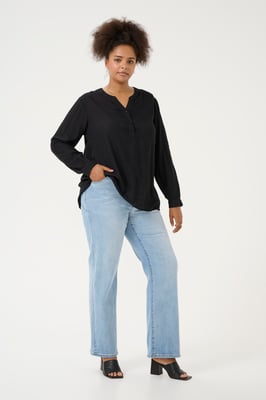Langarm-Bluse Regular fit Black