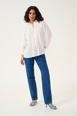 Langarm-Bluse Loose fit Chalk white