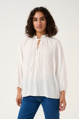 Langarm-Bluse Loose fit Chalk white