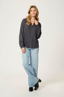 Langarm-Bluse Regular fit Black Oyster