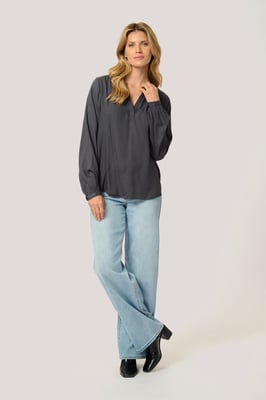 Langarm-Bluse Regular fit Black Oyster
