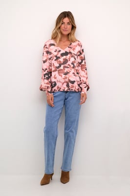 Langarm-Bluse Regular fit Blurred Rose