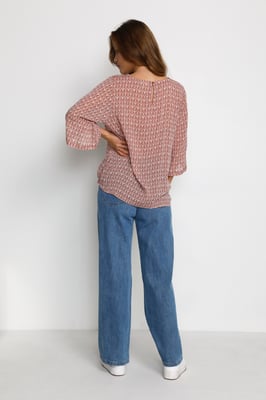 Langarm-Bluse Regular fit Dusty red / chalk leaf white red