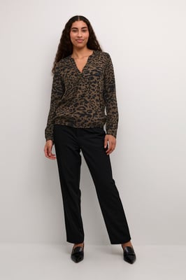 Langarm-Bluse Regular fit Major Brown/Black Leopard