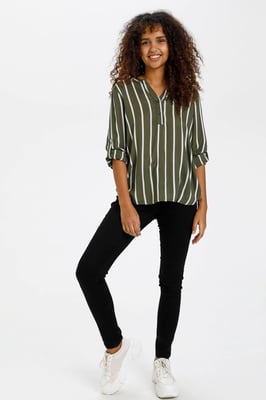 Langarm-Bluse Regular fit Grape Leaf/Chalk white green
