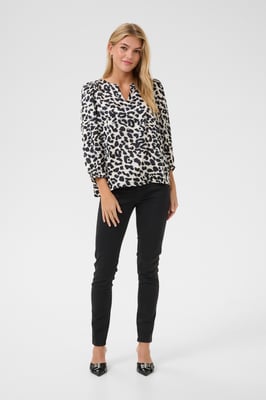Langarm-Bluse Loose fit Grey Leopard