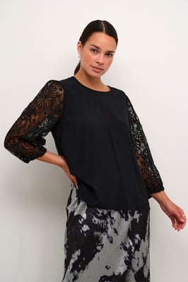 Langarm-Bluse Regular fit Black