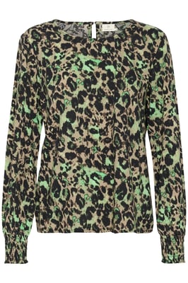 Langarm-Bluse Regular fit Brown/Green LeoPrint leopard