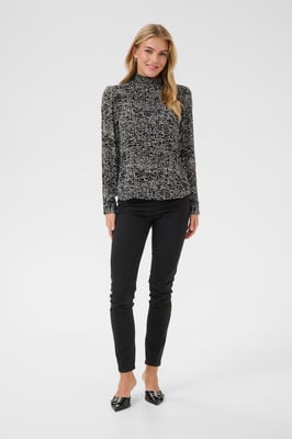 Langarm-Bluse Regular fit Black/Turtledove Graphic Dot black white