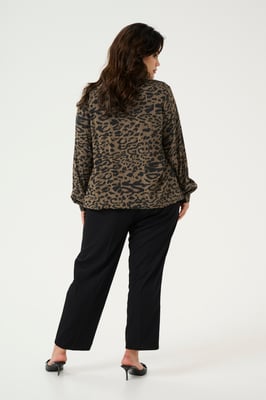 Langarm-Bluse Regular fit Brown/Black Flower Print floral