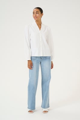 Langarm-Bluse Regular fit Chalk white