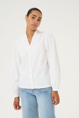 Langarm-Bluse Regular fit Chalk white