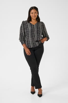 Langarm-Bluse Regular fit Black/White/Elephant Graphic black multi