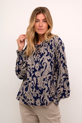 Langarm-Bluse Regular fit Blue Paisley blue multi