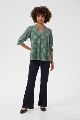 Langarm-Bluse Relaxed fit Green Milieu green