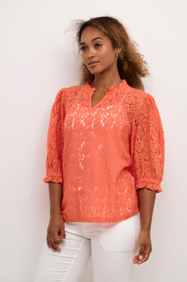 Kurzarm-Bluse A-shape Hot Coral 