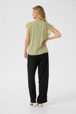 Kurzarm-Bluse Straight fit Tea green