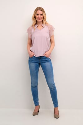 Kurzarm-Bluse Straight fit Deauville Mauve rose