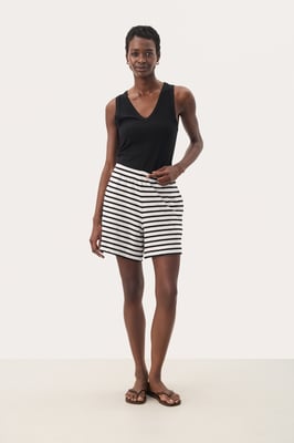 Shorts Lockere Passform Black and Eggnog Stripe black white