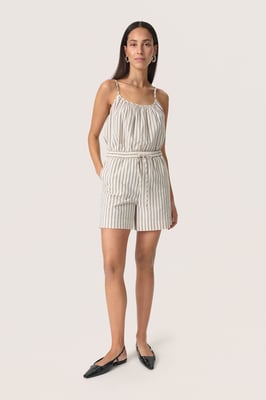 Shorts Relaxed fit Beige with Black Stripe beige